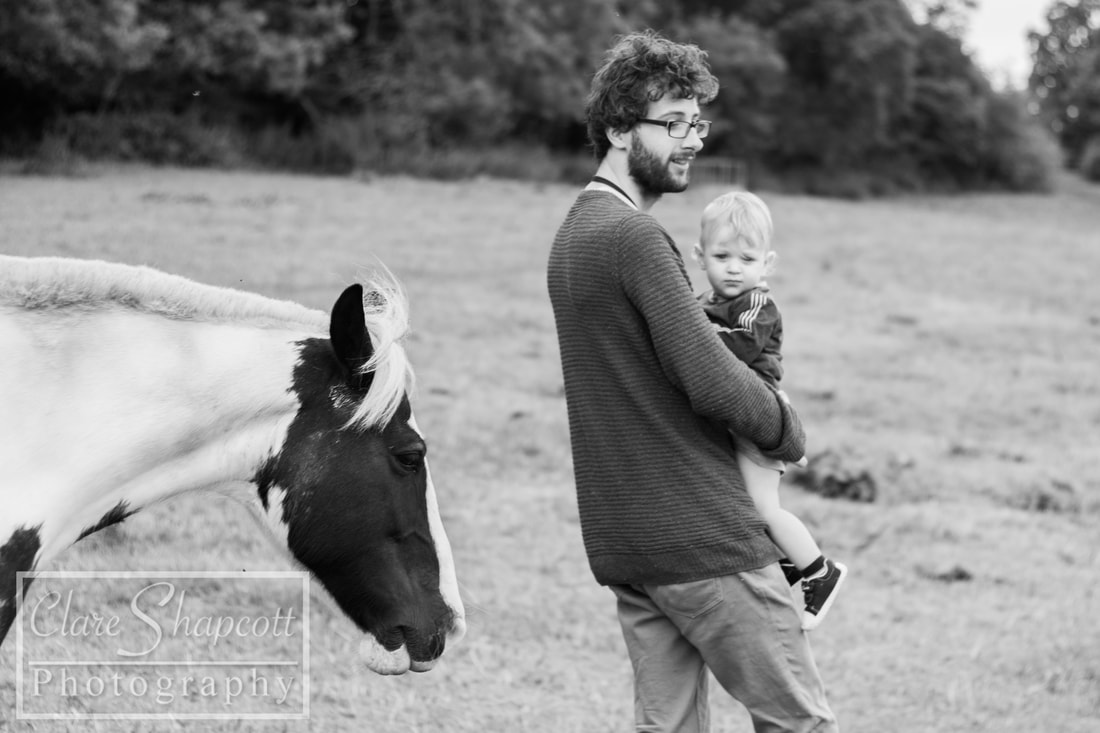 Photograph Father Son Toddler Baby Dad Pony Horse Animal Pet Photograpy Photoshoot Black and White